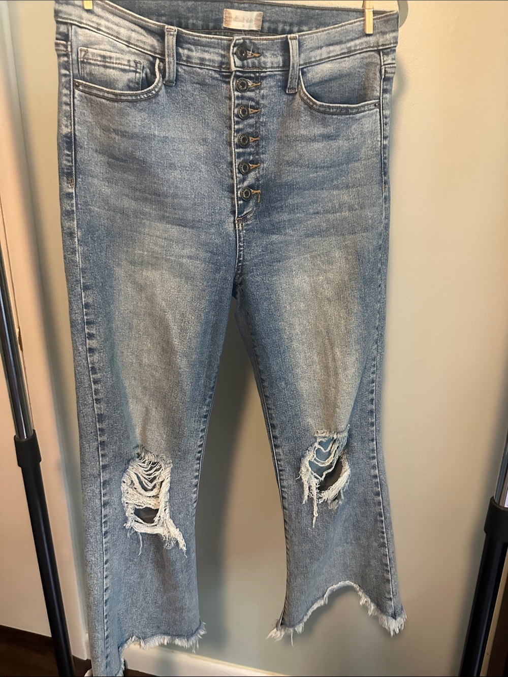 High-Rise Distressed Women’s Jeans in Light Blue